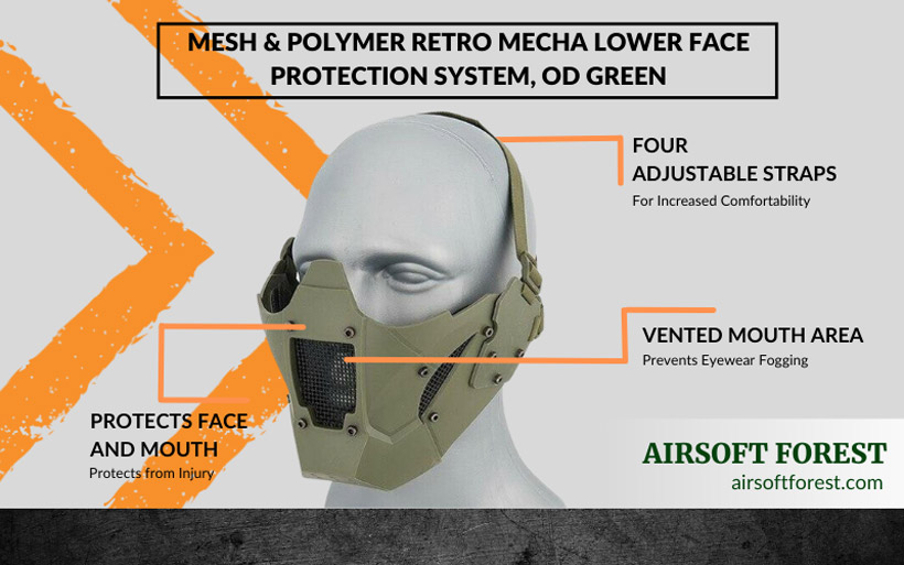Mesh and polymer lower face protection system