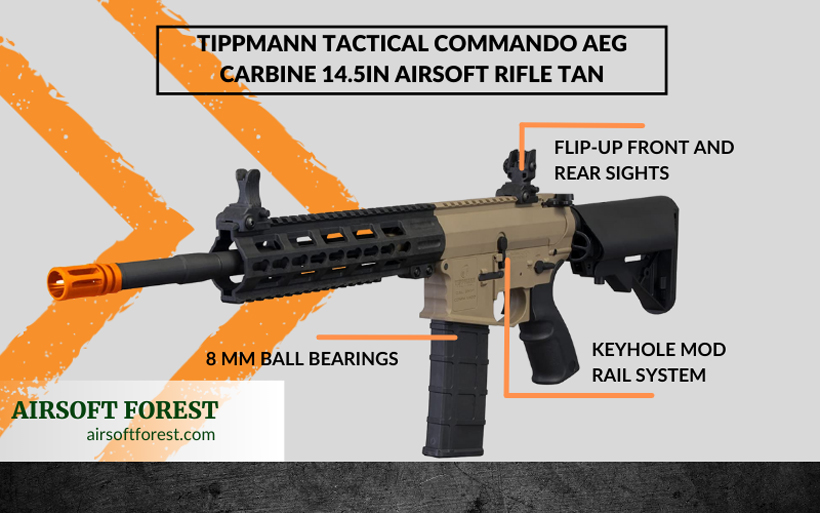 Tippmann Tactical Commando AEG Carbine 14.5-in Airsoft Rifle Tan